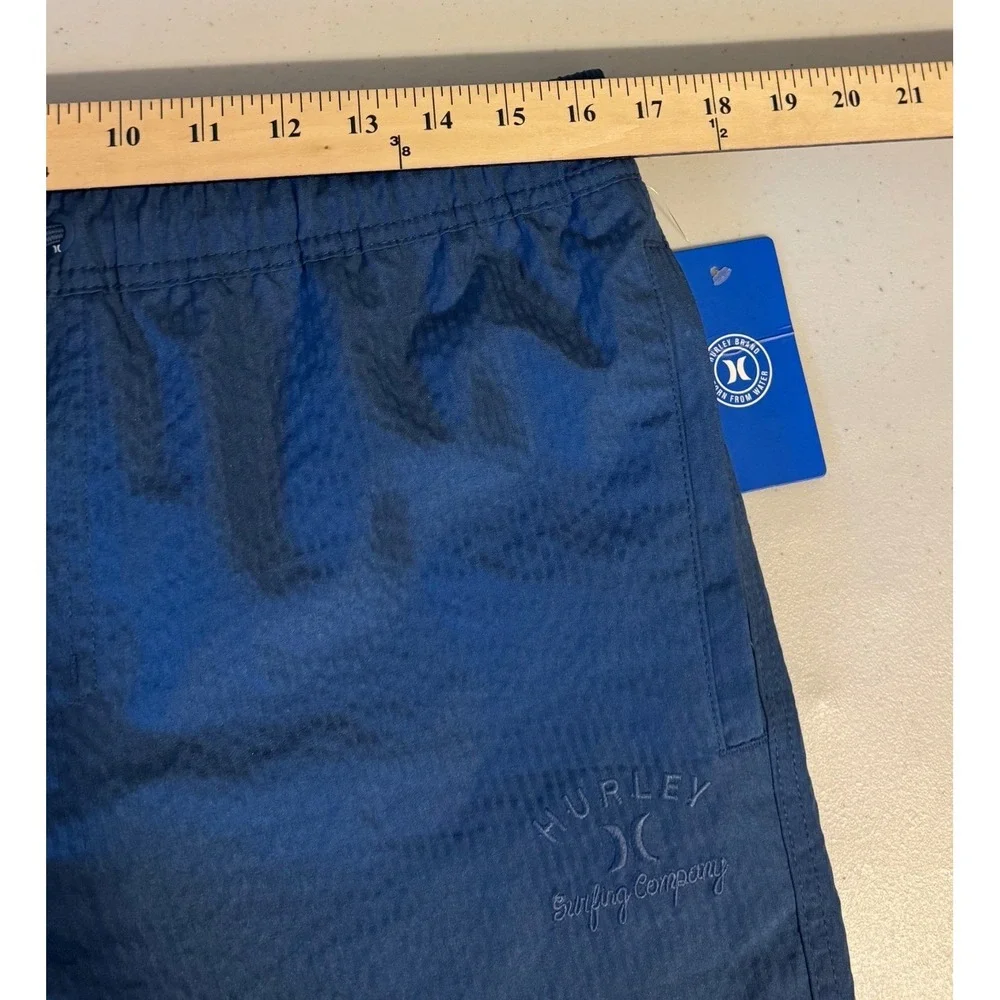 Hurley Shorts Men Medium Blue Textured Pull On Beach Surfing NEW